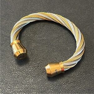 ENER-CHI Two Tone Twisted Cuff Bracelet